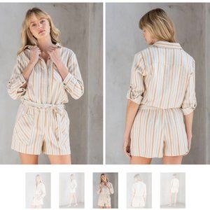 NWOT Lovestitch For Keeps Striped Twill Romper